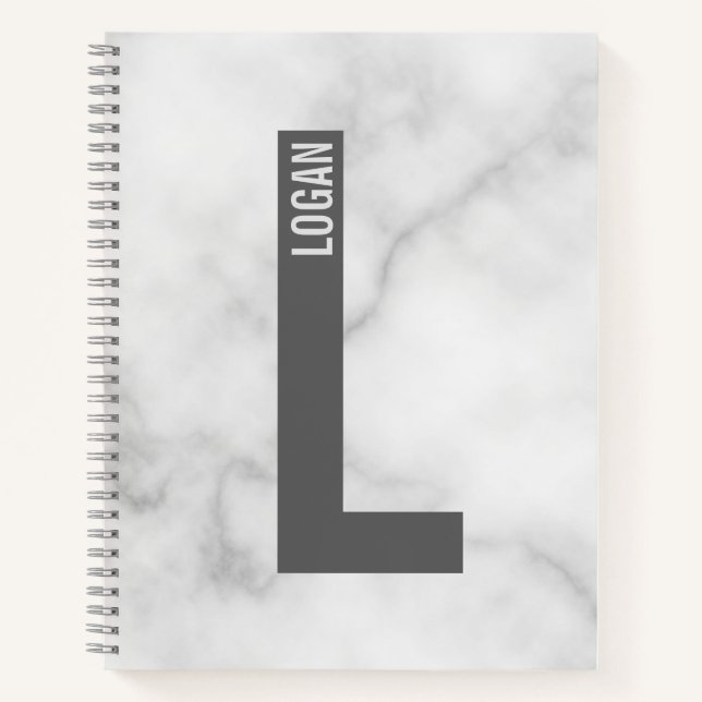 Modern Personalized Bold Monogram and Name Notebook (Front)