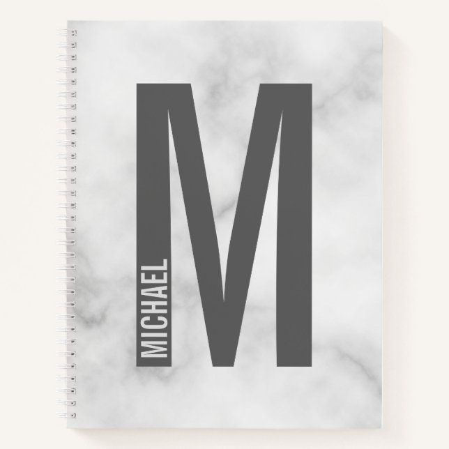 Modern Personalized Bold Monogram and Name Notebook (Front)
