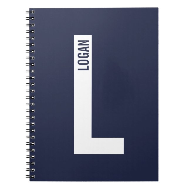 Modern Personalized Bold Monogram and Name Notebook (Front)