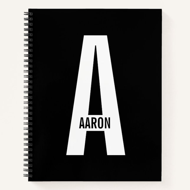 Modern Personalized Bold Monogram and Name Notebook (Front)