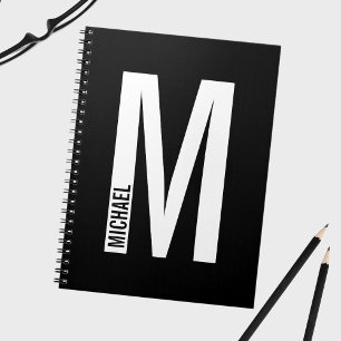 Modern Personalized Bold Monogram and Name Notebook