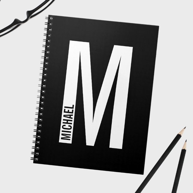 Modern Personalized Bold Monogram and Name Notebook (Creator Uploaded)