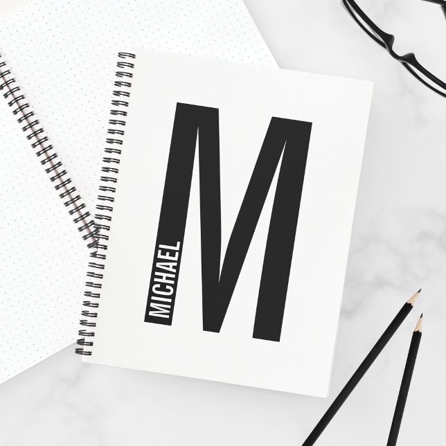 Modern Personalized Bold Monogram and Name Notebook (Creator Uploaded)
