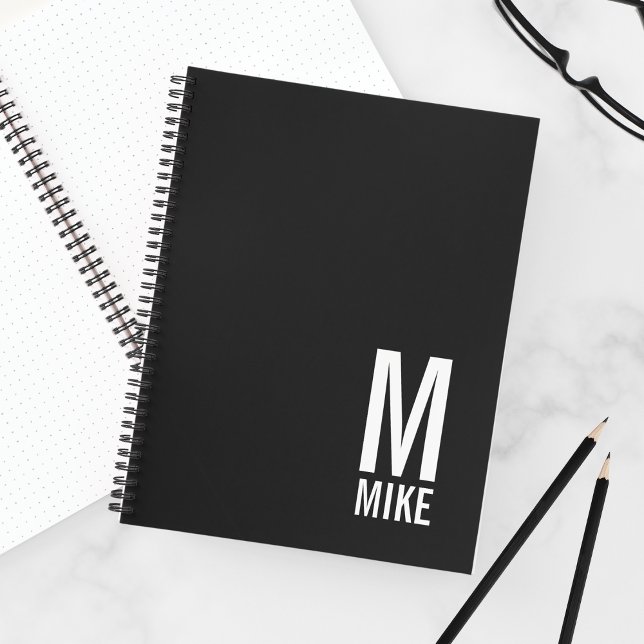Modern Personalized Bold Monogram and Name Notebook (Creator Uploaded)