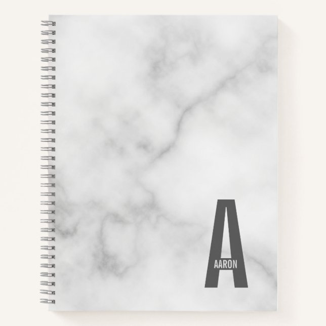 Modern Personalized Bold Monogram and Name Notebook (Front)