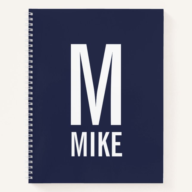 Modern Personalized Bold Monogram and Name Notebook (Front)