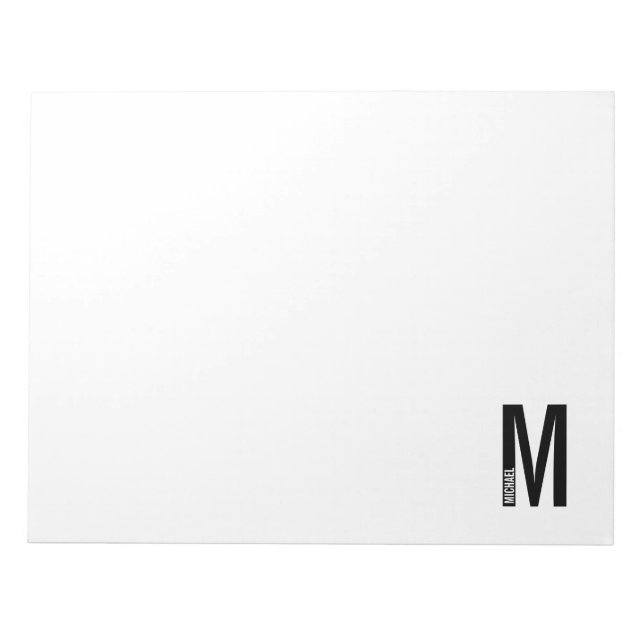 Modern Personalized Bold Monogram and Name Notepad (Front)