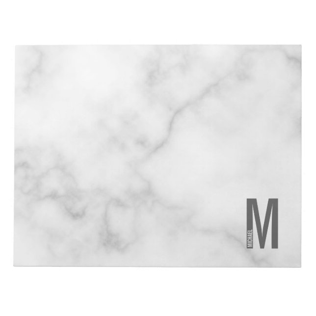 Modern Personalized Bold Monogram and Name Notepad (Front)