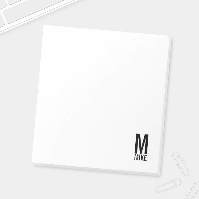 Modern Personalized Bold Monogram and Name Notepad (Creator Uploaded)