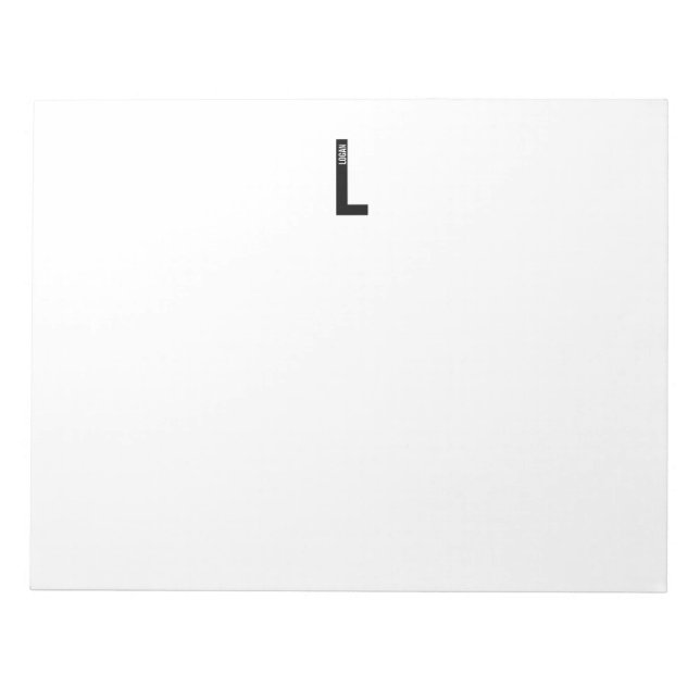 Modern Personalized Bold Monogram and Name Notepad (Front)