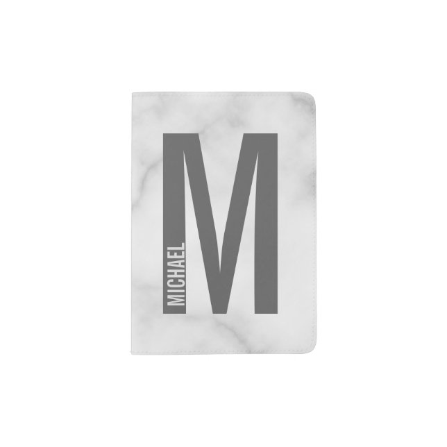 Modern Personalized Bold Monogram and Name Passport Holder (Front)
