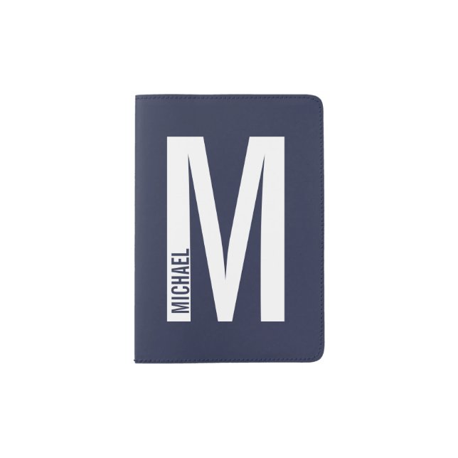 Modern Personalized Bold Monogram and Name Passport Holder (Front)