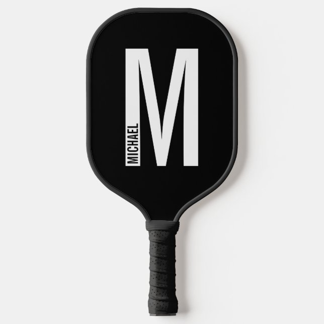 Modern Personalized Bold Monogram and Name Pickleball Paddle (Front)