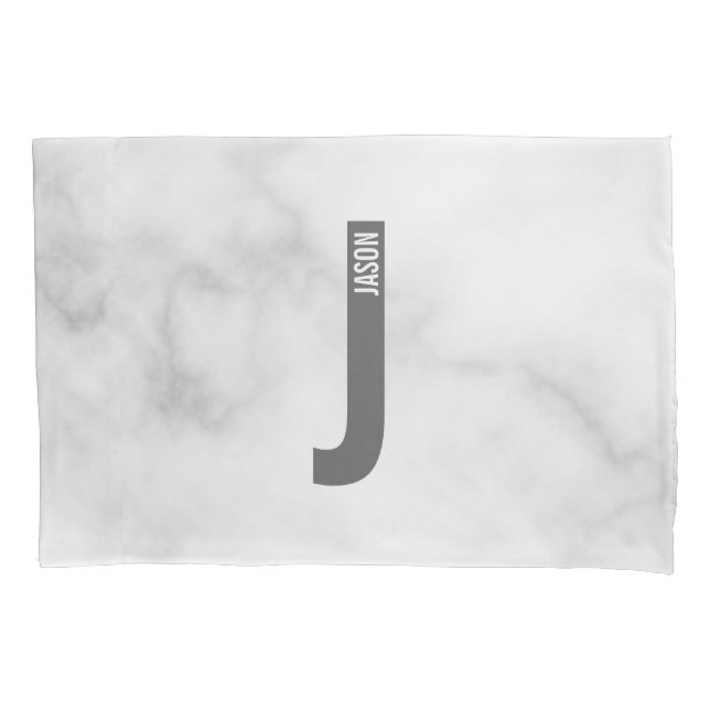 Modern Personalized Bold Monogram and Name Pillow Case (Front)