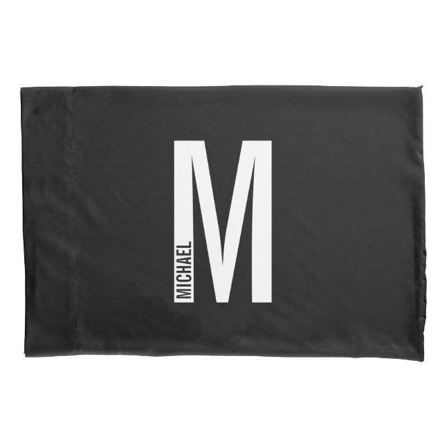 Modern Personalized Bold Monogram and Name Pillow Case (Front)