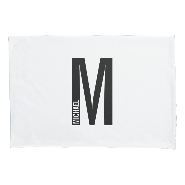 Modern Personalized Bold Monogram and Name Pillow Case (Front)