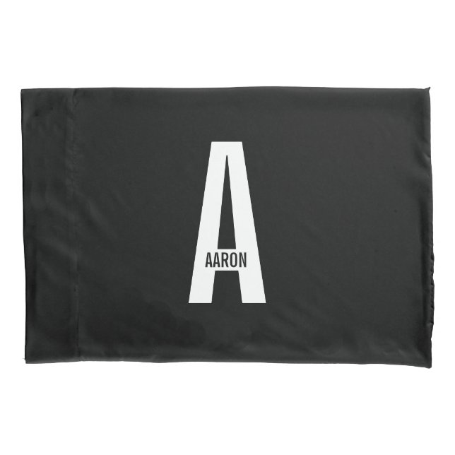 Modern Personalized Bold Monogram and Name Pillow Case (Front)