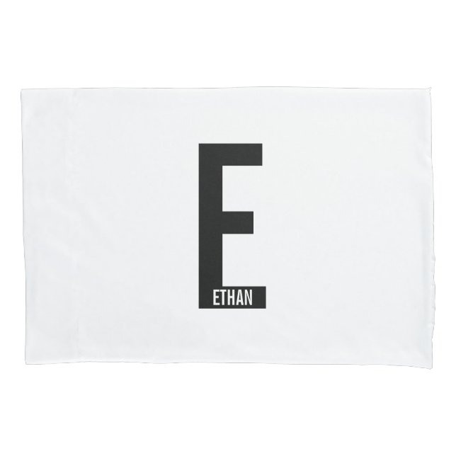Modern Personalized Bold Monogram and Name Pillow Case (Front)