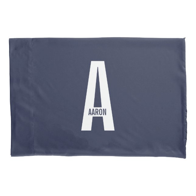 Modern Personalized Bold Monogram and Name Pillow Case (Front)