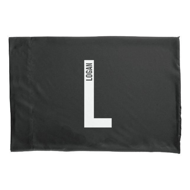 Modern Personalized Bold Monogram and Name Pillow Case (Front)