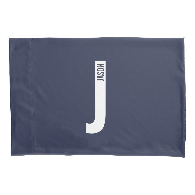 Modern Personalized Bold Monogram and Name Pillow Case (Front)