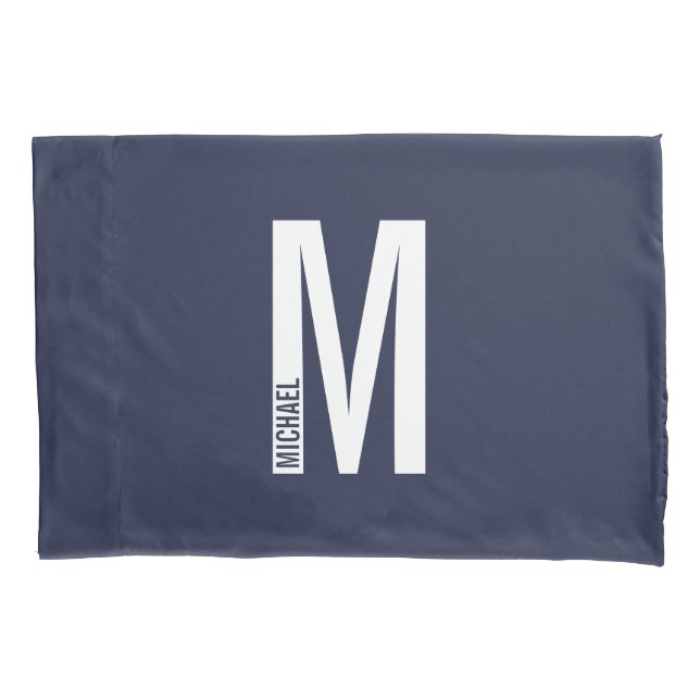 Modern Personalized Bold Monogram and Name Pillow Case (Front)
