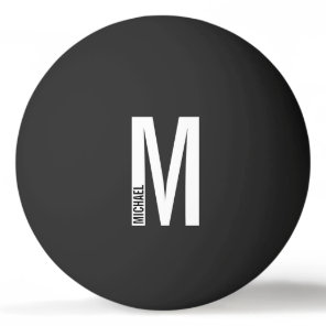 Modern Personalized Bold Monogram and Name Ping Pong Ball