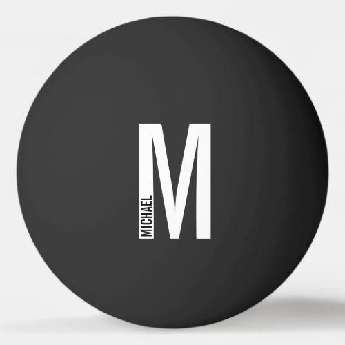 Modern Personalized Bold Monogram and Name Ping Pong Ball
