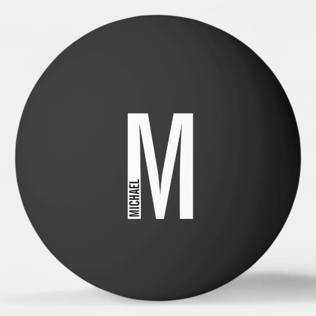 Modern Personalized Bold Monogram and Name Ping Pong Ball (Front)