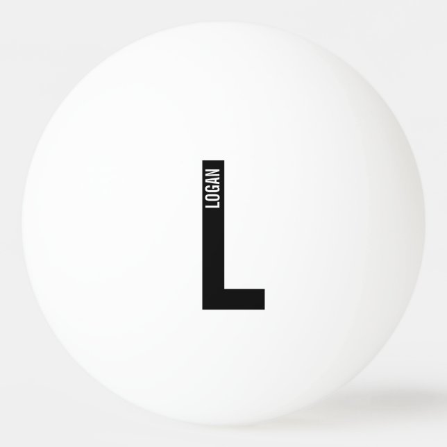 Modern Personalized Bold Monogram and Name Ping Pong Ball (Front)