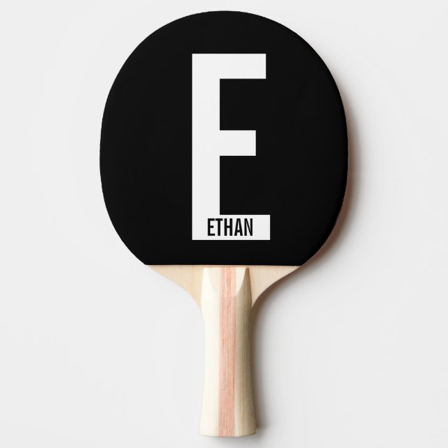 Modern Personalized Bold Monogram and Name Ping Pong Paddle (Front)