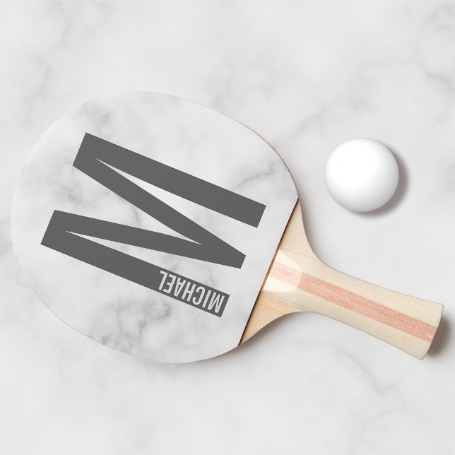 Modern Personalized Bold Monogram and Name Ping Pong Paddle (Creator Uploaded)