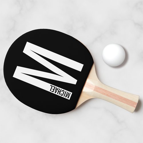 Modern Personalized Bold Monogram and Name Ping Pong Paddle