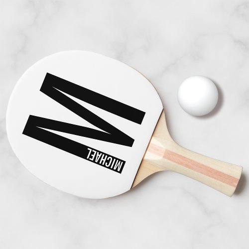 Modern Personalized Bold Monogram and Name Ping Pong Paddle