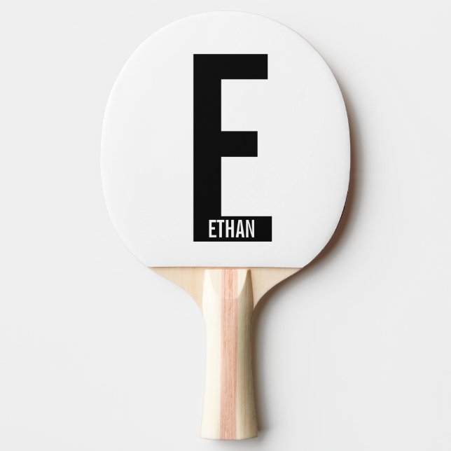 Modern Personalized Bold Monogram and Name Ping Pong Paddle (Front)