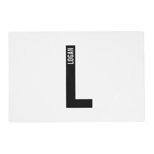 Modern Personalized Bold Monogram and Name Placemat