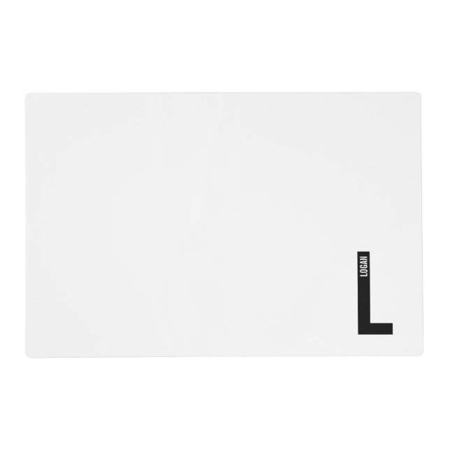 Modern Personalized Bold Monogram and Name Placemat (Front)