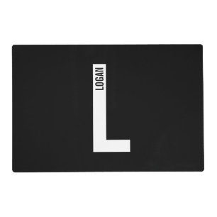 Modern Personalized Bold Monogram and Name Placemat