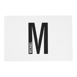Modern Personalized Bold Monogram and Name Placemat