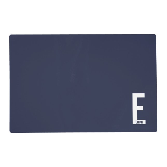 Modern Personalized Bold Monogram and Name Placemat (Front)