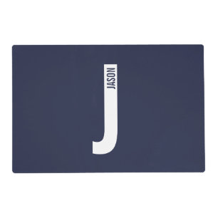Modern Personalized Bold Monogram and Name Placemat