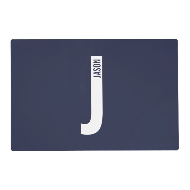 Modern Personalized Bold Monogram and Name Placemat (Front)