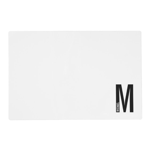 Modern Personalized Bold Monogram and Name Placemat (Front)