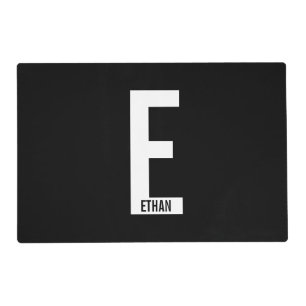 Modern Personalized Bold Monogram and Name Placemat
