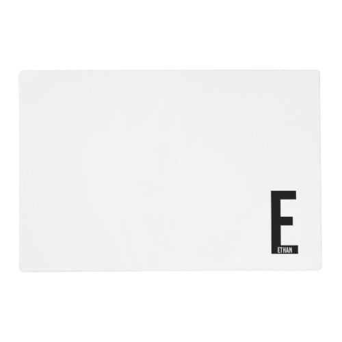 Modern Personalized Bold Monogram and Name Placemat