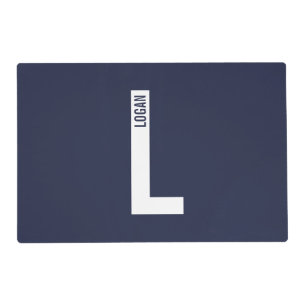 Modern Personalized Bold Monogram and Name Placemat