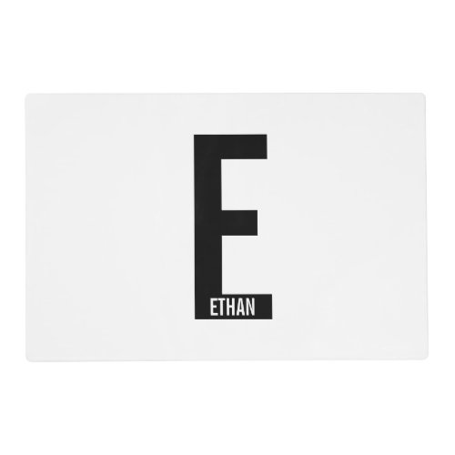 Modern Personalized Bold Monogram and Name Placemat