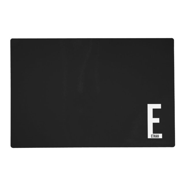 Modern Personalized Bold Monogram and Name Placemat (Front)