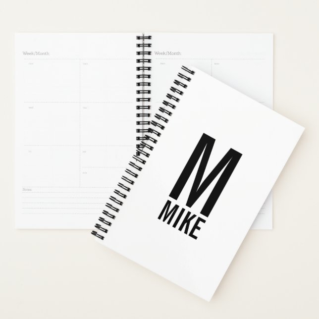 Modern Personalized Bold Monogram and Name Planner (Display)