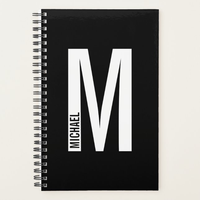 Modern Personalized Bold Monogram and Name Planner (Front)